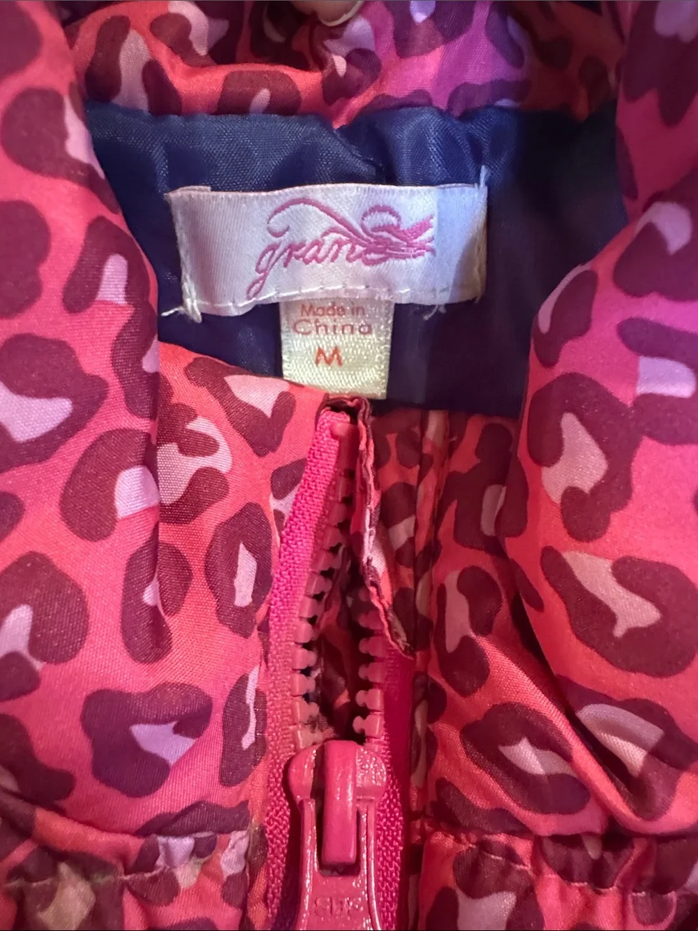 Girls Pink Leopard Print Puffer Vest